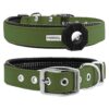 Heavy Duty Waterproof Dog Collar with Airtag Holder, Adjustable Buckle, Easy Cleaning