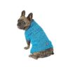 Heavy Gauge Knit Teal Dog Sweater with Leash Hole for Large Breeds