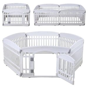 Heavy Plastic Pet Exercise Pen 6 Panel White Puppy Playpen Small Pets