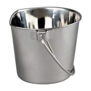 Heavy Stainless Steel 2 Quart Round Flat Bucket for Food and Water Storage