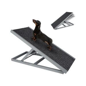 Height Adjustable Wooden Dog Ramp For Small Pets Support Up To 100 Lbs