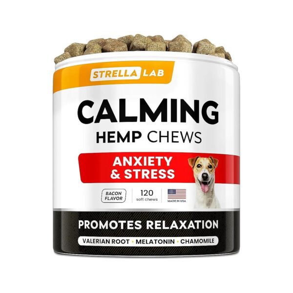 Hemp Calming Chews for Dogs with Melatonin for Anxiety Relief and Stress Reduction Treats