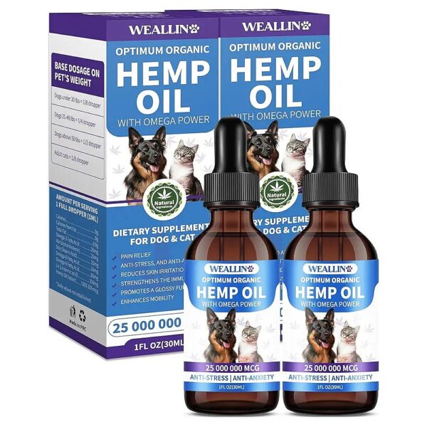 Hemp Oil for Pet Anxiety and Stress Relief with Omega 3, 6, and 9