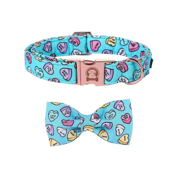 Heroic Blue Dog Collar with Adjustable Removable Bow Tie for Small Medium Large Dogs