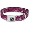 Hibiscus Collage Pink Patterns Polyester Seatbelt Buckle Dog Collar for Medium Size Dogs