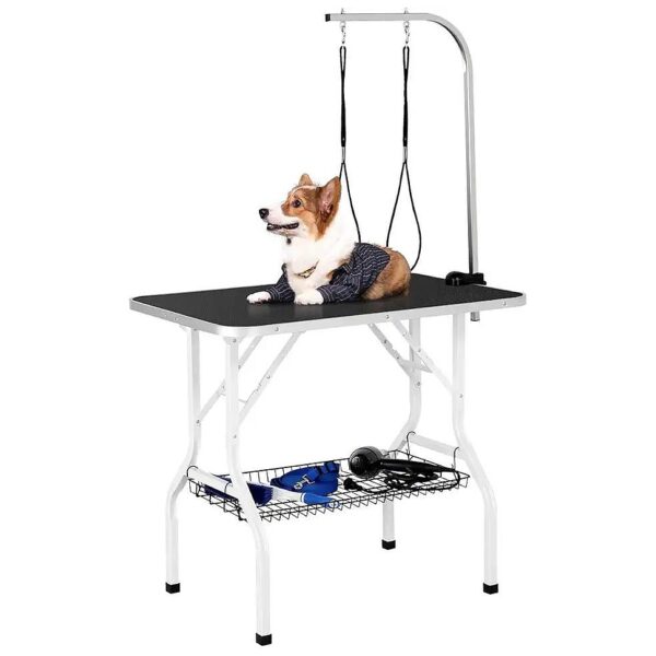 High Load Capacity Pet Grooming Table with Adjustable Arm Clamp Metal Frame 220lb