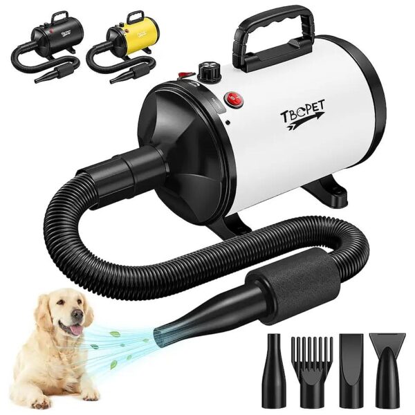 High-Powered Dog Hair Dryer with 4 Nozzles for Efficient Coating Dryness