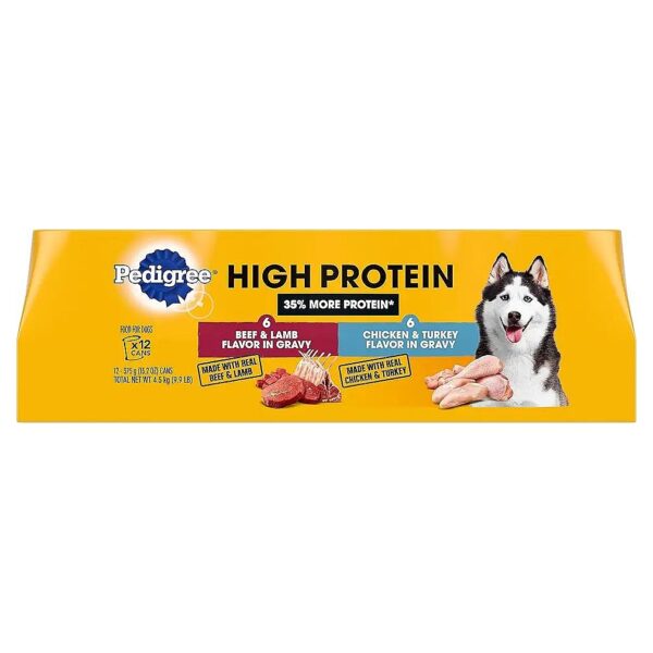 High Protein Adult Wet Dog Food Variety Pack, Chicken, Turkey, Beef, and Lamb Flavors