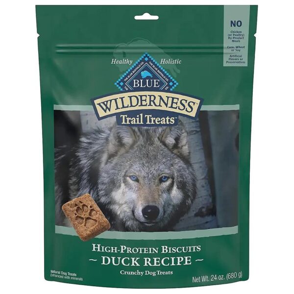 High Protein Crunchy Grain Free Duck Flavor Dog Treats Biscuits 24oz Bag