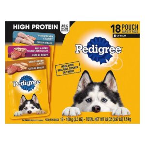 High Protein Wet Dog Food Pouches for Adult Dogs, Variety Pack