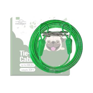 High Quality 30 Foot Long Reflective Tie Out Cable for Medium Dogs Up to 60 Pounds