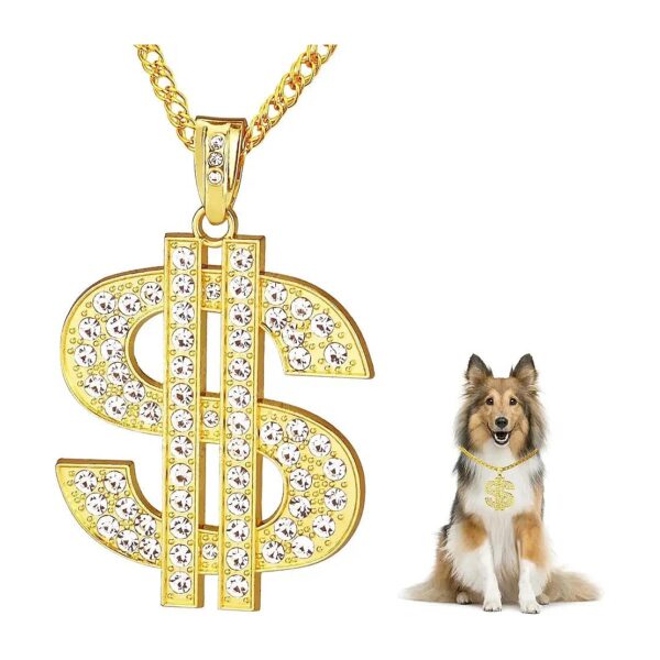 High-Quality Adjustable Gold Chain Dog Necklace with Crystal Charm and Extender Chain