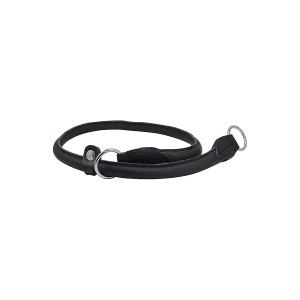 High Quality Black Rolled Leather Choke Dog Collar for Pet Owners