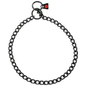 High-Quality Black Stainless Steel Choke Dog Chain Collar with Clicker for Easy Control