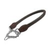 High-Quality Brown Leather Martingale Dog Collar with Nickel Plating for Strength