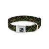 High-Quality Camo Olive Black Skull Dog Collar with Mini Seatbelt Buckle and D-Ring