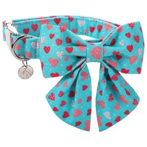 High Quality Cotton Heart Dog Collar for Small Medium Large Dogs Blue Heart Design