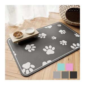 High-Quality Dog Feeding Mat for Food and Water Dark Grey 19x12