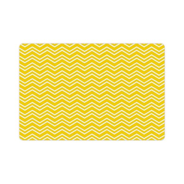 High-Quality Durable Yellow White Pet Mat with Zig Zag Pattern for Food and Water