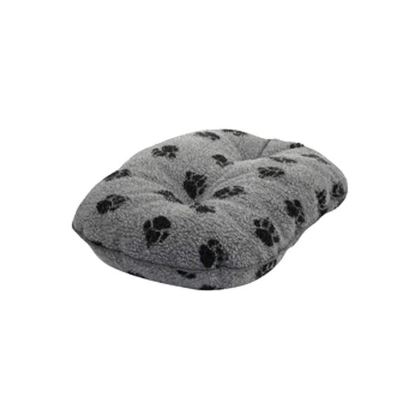 High-Quality Grey Sherpa Fleece Quilted Mattress for Small Breed Dogs Oval Shaped 21 Inch