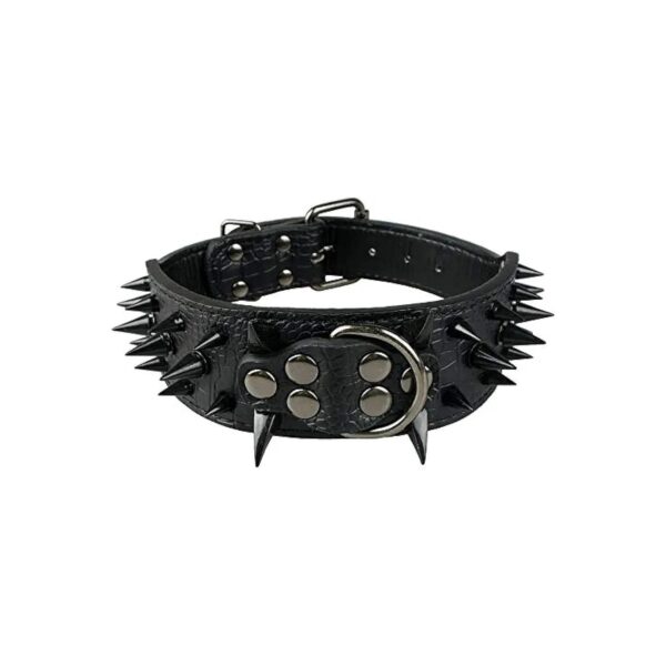 High-Quality Leather Dog Collar with Anti-Biting Sharp Spikes for Medium to Large Dogs