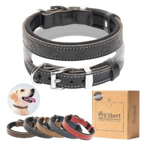 High-Quality Leather Dog Collar with Pawprint Embossing and High-Grade Leather