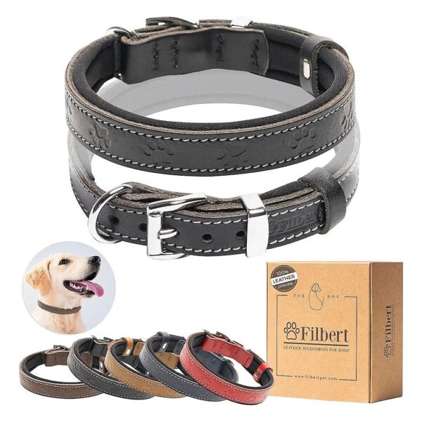 High-Quality Leather Dog Collar with Pawprint Embossing and High-Grade Leather