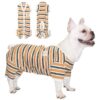 High Quality Material Dog Pajamas with Brown Stripe for Small to Medium Size Male Dogs