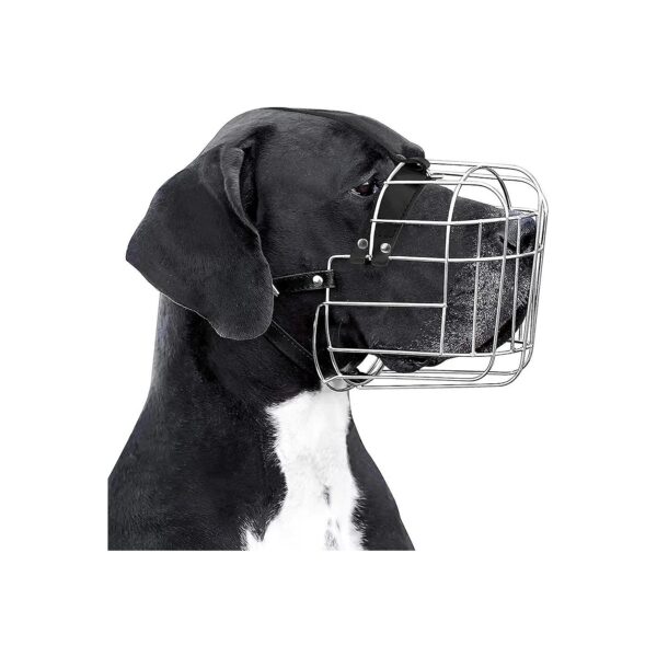 High Quality Metal wire Basket Dog Muzzle for Large Extra XL Sizes with Leather Straps