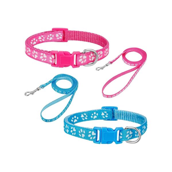 High Quality Nylon Puppy Leash and Collar Set with Adjustable Size 19-30cm Wide 5cm