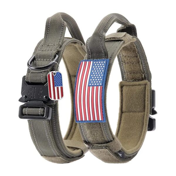 High-Quality Nylon Tactical Dog Collar with Reflective Threads for Medium and Large Dogs