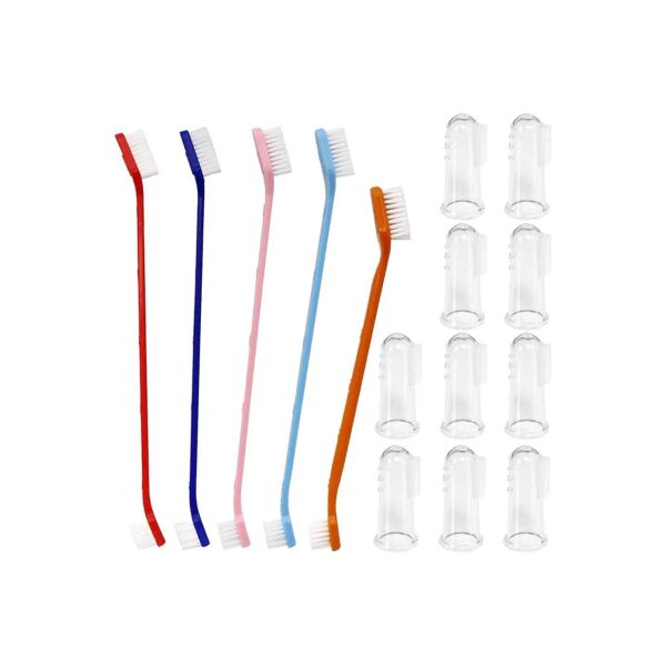 High-Quality Pet Toothbrush Set with 5 Colors and 10 Transparent Finger Toothbrushes