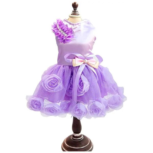 High-Quality Pet Wedding Costume Small Dog Puppy Formal Wear Satin Rose Dress