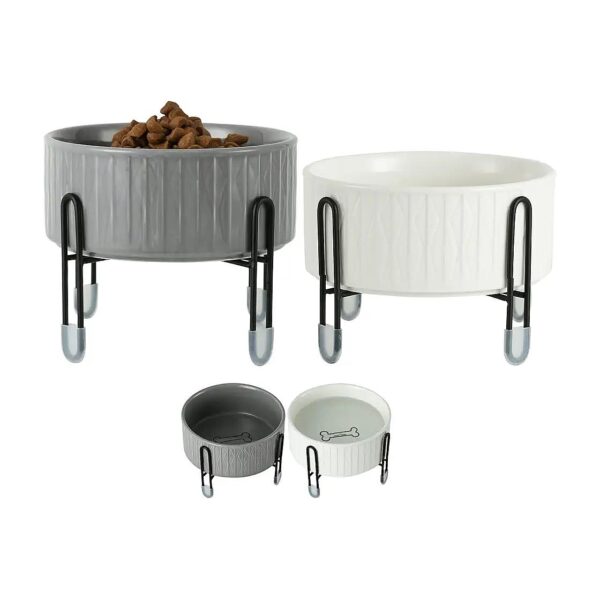 High Quality Porcelain Dog Bowls with Adjustable Metal Stand for Convenient Feeding