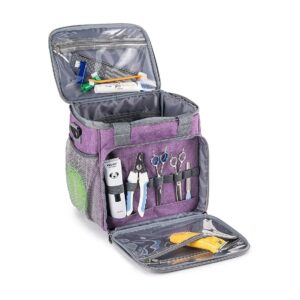 High Quality Purple Pet Grooming Tool Kit Organizer Tote Bag