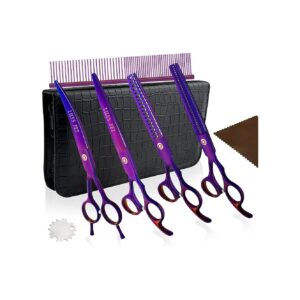 High-Quality Purple Stainless Steel Pet Grooming Scissors Kit for Dogs Cats