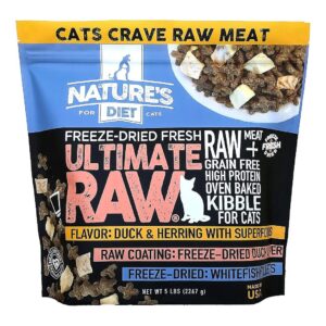 High-Quality Raw Cat Kibble with Freeze-Dried Meat, Bone Broth, and Superfood Ingredients