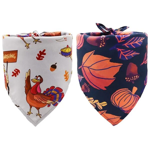 High-Quality Soft Cotton Thanksgiving Pet Bandanas, 2 Pack Set, Dog and Cat Accessories