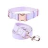 High-Quality Soft Microfiber Leather Dog Collar and Leash Set with Rose Gold Buckle