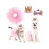 High-Quality Soft Pink Tulle Dog Cat Party Dress with Princess Crown and Bow Tie