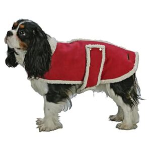 High-Quality Suede Shearling Coat in Red for Large Breeds