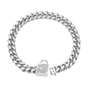 High-Strength 14MM Silver Metal Dog Collar with Durable Locking Mechanism