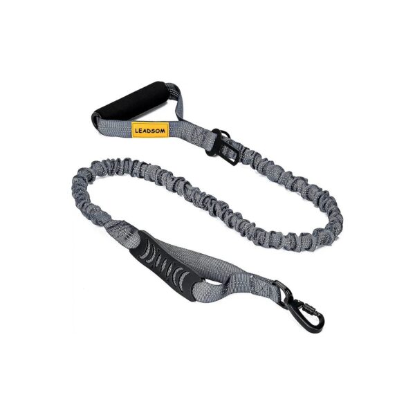 Highly Reflective Grey Nylon Leash with Bungee Design for Medium to Large Dogs