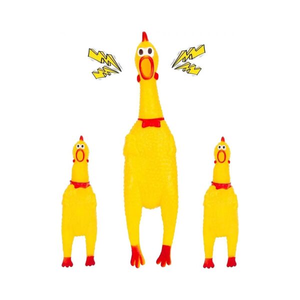 Hilarious Novelty Rubber Chicken Toys with Quirky Beaks and Mismatched Bowties