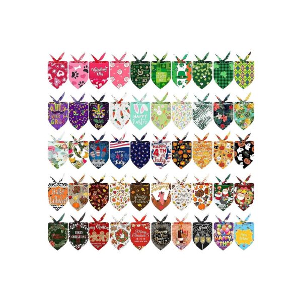 Holiday Dog Bandanas for Large Pets - Soft, Breathable, and Washable 50-Piece Set