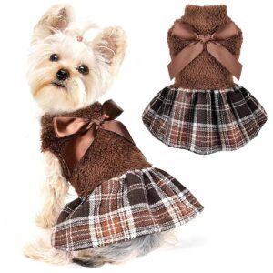 Holiday Dog Sweater Dress for Small Dogs Girl Pet Apparel for Winter