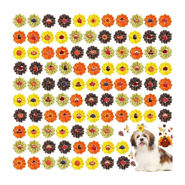 Holiday Party Dog Hair Bow Accessories with Thanksgiving Pumpkin Christmas Style