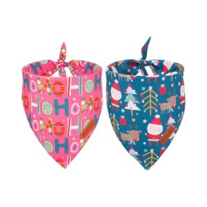 Holiday Pet Accessories Pink Blue Dog Bandanas Large Soft