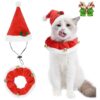 Holiday Pet Costume Set for Cats and Small Dogs with Adjustable Hat and Collar