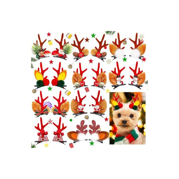 Holiday Xmas Element Dog Ear Bows for Cute Small Dogs 20pcs